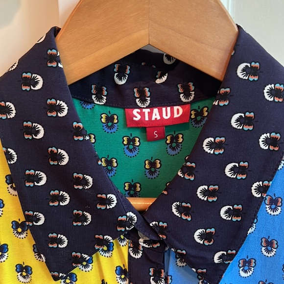 STAUD Pallas Top, Size S, Color Blocked Calico Print - Picture 9 of 10